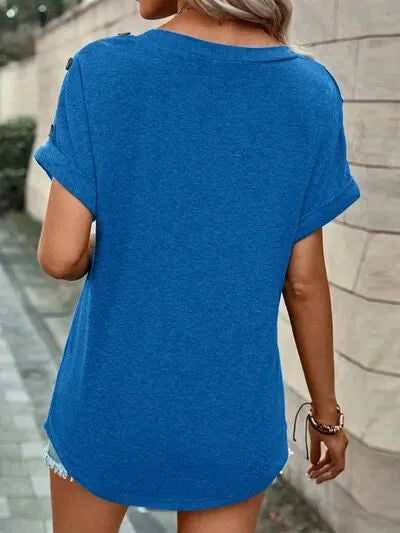 V-Neck Short Sleeve T-Shirt Women's T-Shirts - Tophatter Daily Deals