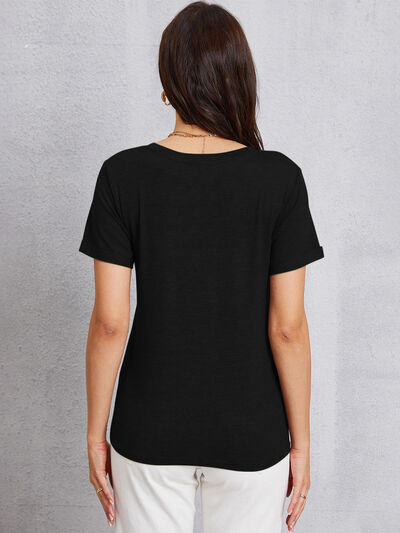 COFFEE V-Neck Short Sleeve T-Shirt Women's T-Shirts - Tophatter Daily Deals