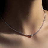 Heart Inlaid Zircon 925 Sterling Silver Necklace Necklaces - Tophatter Daily Deals