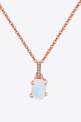 Natural Moonstone 4-Prong Pendant Necklace Rose Gold One Size Moonstone - Tophatter Daily Deals