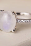 High Quality Natural Moonstone 925 Sterling Silver Side Stone Ring Moonstone - Tophatter Daily Deals