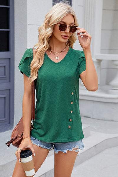 V-Neck Short Sleeve T-Shirt Women's T-Shirts - Tophatter Daily Deals