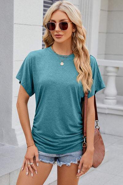 Round Neck Flutter Sleeve T-Shirt Women's T-Shirts - Tophatter Daily Deals