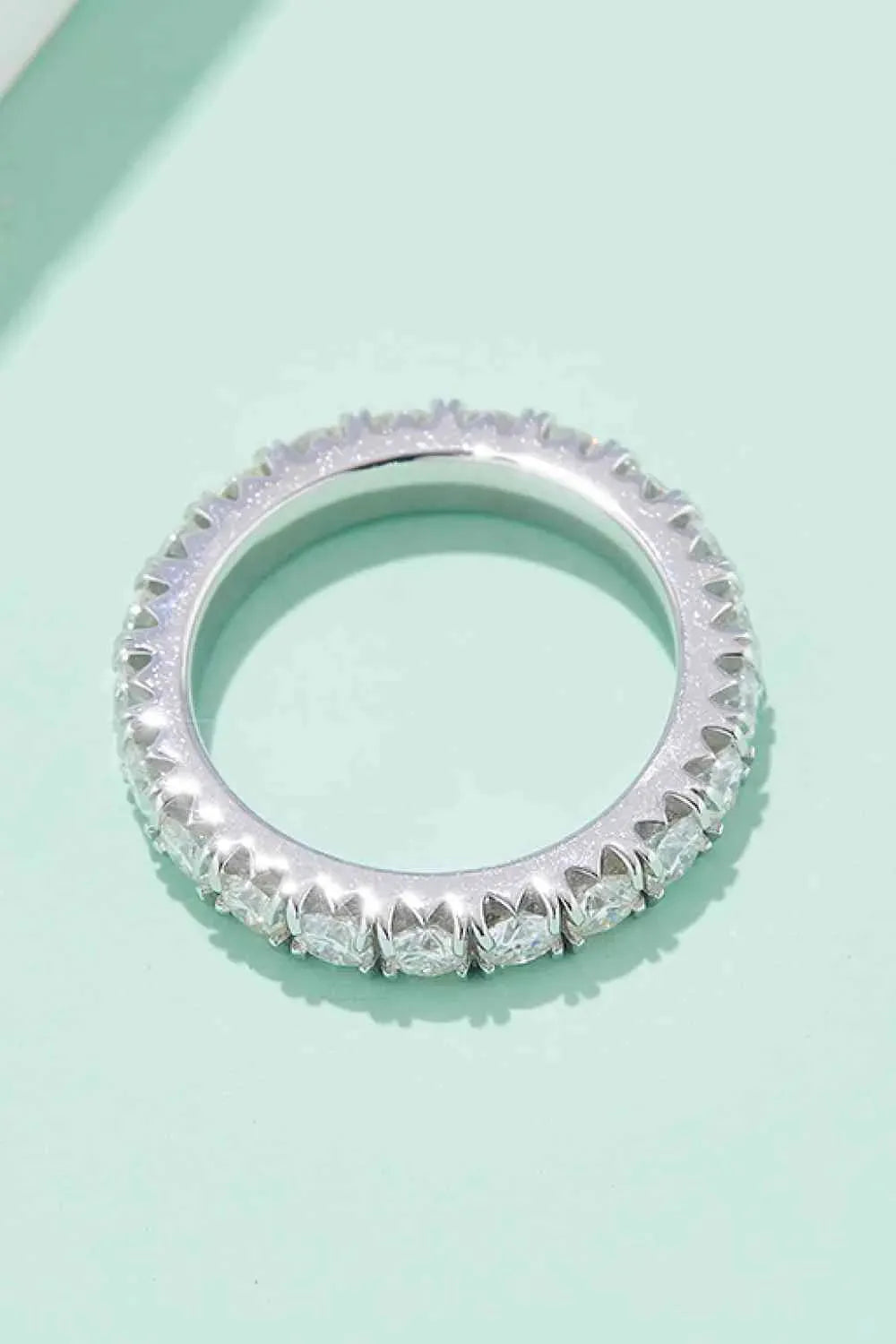 Adored 2.3 Carat Moissanite 925 Sterling Silver Eternity Ring Moissanite - Tophatter Daily Deals