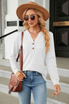 V-Neck Long Sleeve Blouse White Blouses - Tophatter Daily Deals