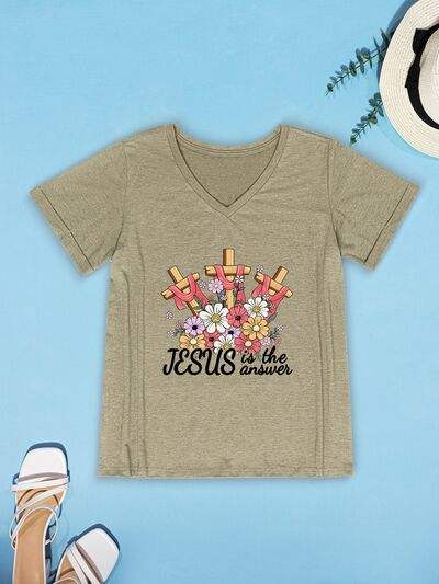 JESUS IS THE ANSWER V-Neck T-Shirt Women's T-Shirts - Tophatter Daily Deals