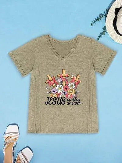 JESUS IS THE ANSWER V-Neck T-Shirt Women's T-Shirts - Tophatter Daily Deals