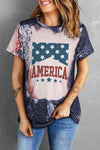 Printed AMERICA Graphic Round Neck Short Sleeve Tee Multicolor Women's T-Shirts - Tophatter Daily Deals