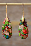 Handmade Teardrop Shape Natural Stone Dangle Earrings Gold Multi One Size Earrings - Tophatter Daily Deals