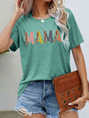 MAMA Leopard Graphic Short Sleeve Tee Mid Green Women's T-Shirts - Tophatter Daily Deals