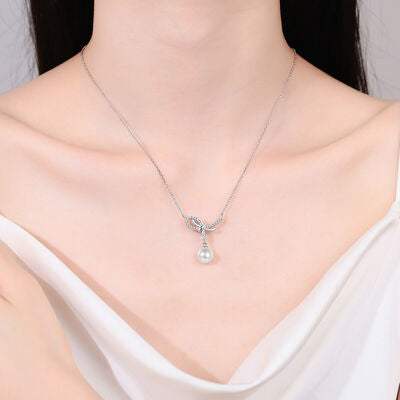 Natural Pearl Pendant Moissanite 925 Sterling Silver Necklace Moissanite - Tophatter Daily Deals