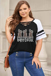 Plus Size HOPPY EASTER Striped Crisscross T-Shirt Black Women's T-Shirts - Tophatter Daily Deals