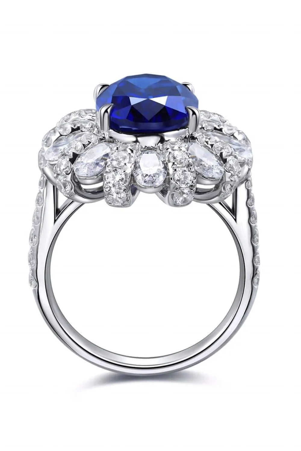 5 Carat Lab-Grown Sapphire Flower Shape Ring Rings - Tophatter Daily Deals