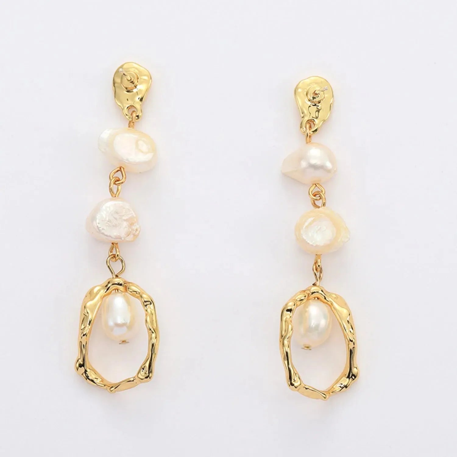 Gold-Plated Freshwater Pearl Earrings Earrings - Tophatter Daily Deals