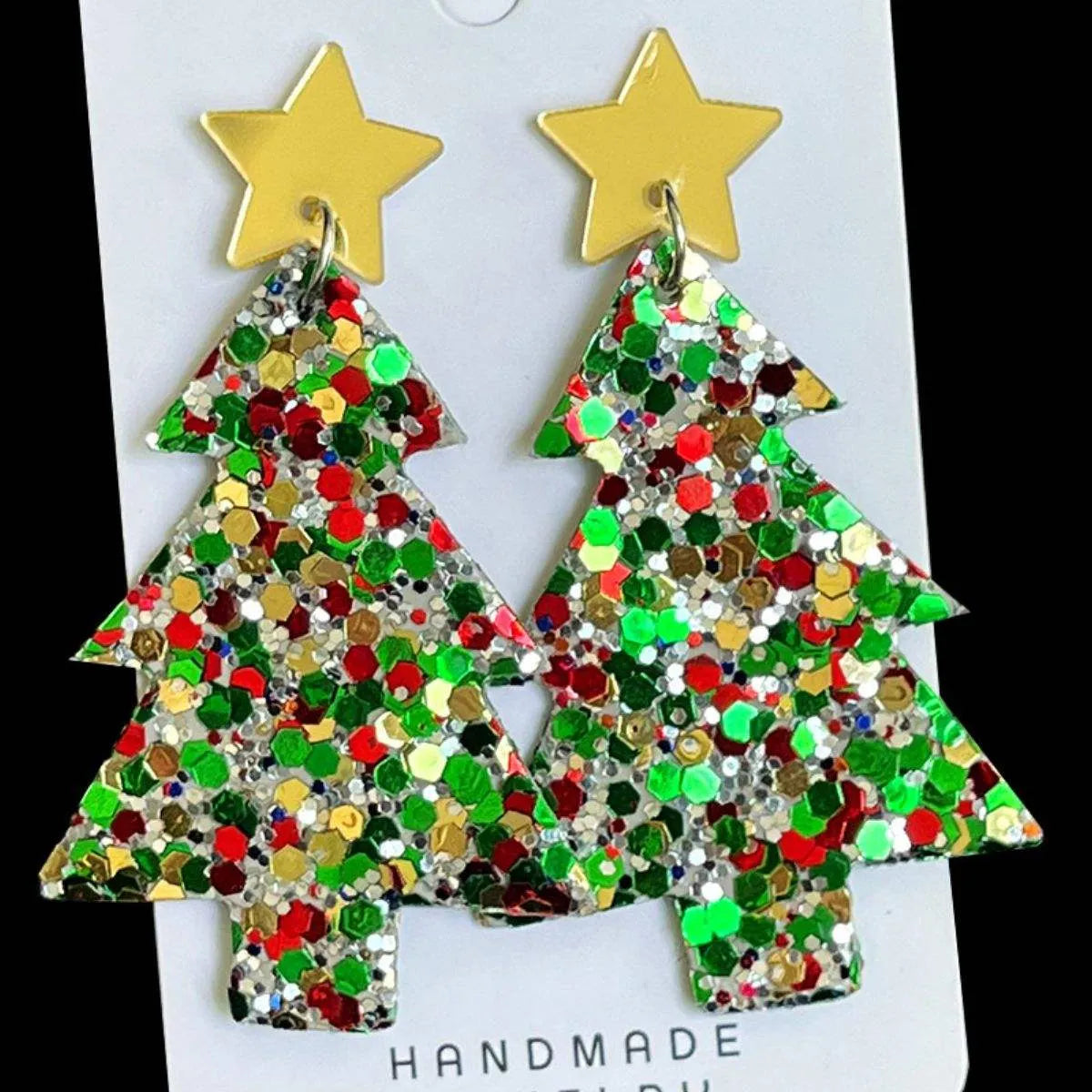 Christmas Tree Acrylic Dangle Earrings Mid Green One Size Earrings - Tophatter Daily Deals