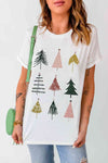 Chrismas Tree Graphic Short Sleeve T-Shirt White Women's T-Shirts - Tophatter Daily Deals