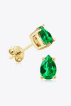 Lab-Grown Emerald Stud Earrings Gold One Size Earrings - Tophatter Daily Deals