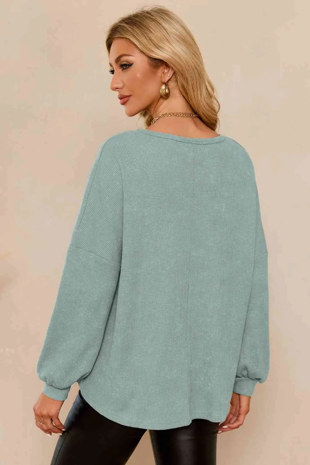 V-Neck Long Sleeve Top Blouses - Tophatter Daily Deals