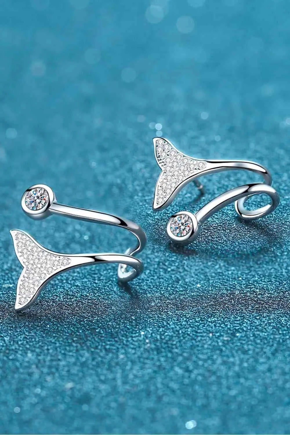 Moissanite Fishtail Rhodium-Plated Earrings Moissanite - Tophatter Daily Deals