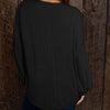 Round Neck Long Sleeve Ruched Blouse Blouses - Tophatter Daily Deals