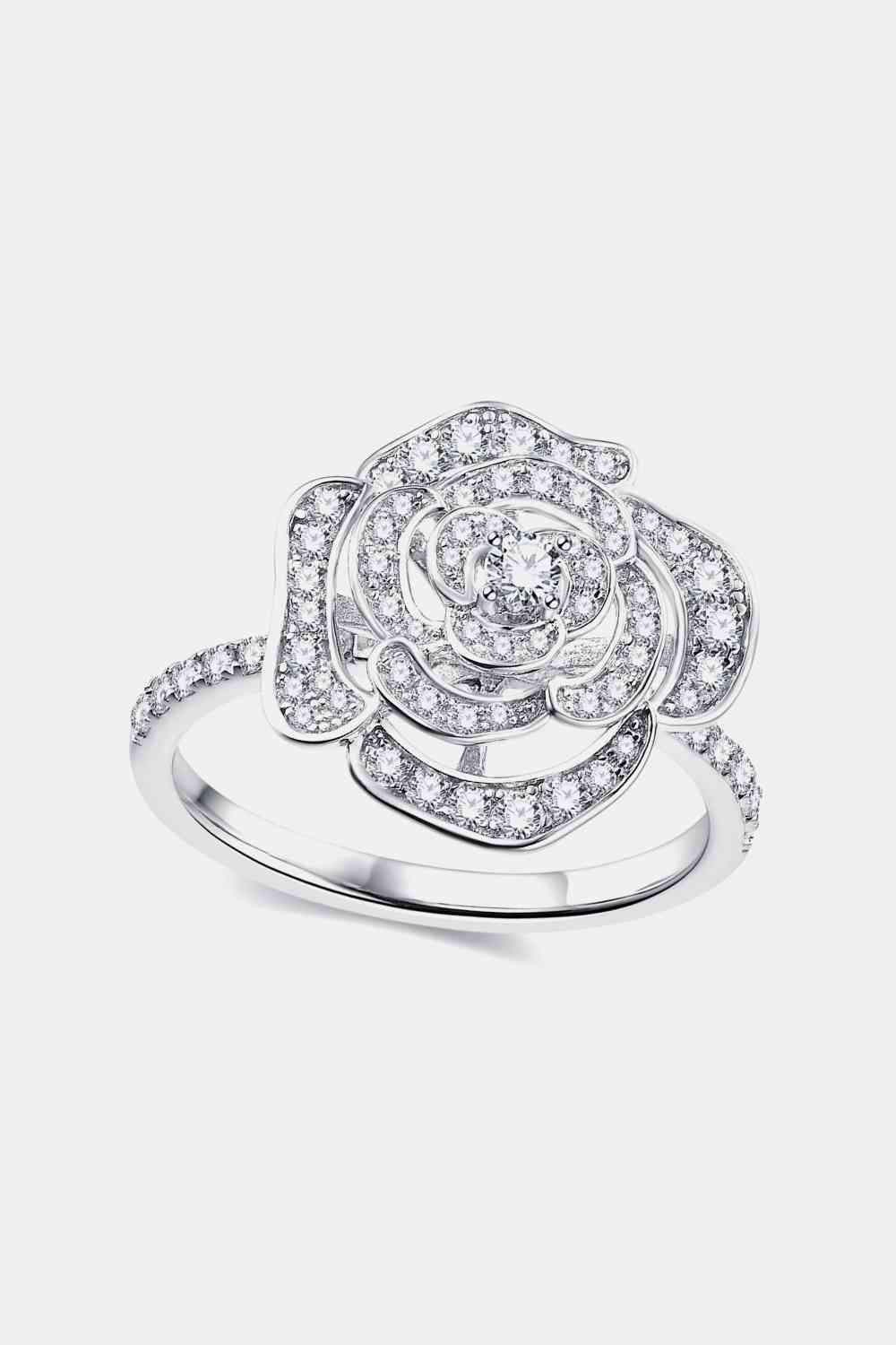 Moissanite Flower Shape Ring Silver Moissanite - Tophatter Daily Deals