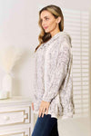 Jade By Jane Full Size Snakeskin Print Ruffle Hem Hoodie Blouses - Tophatter Daily Deals