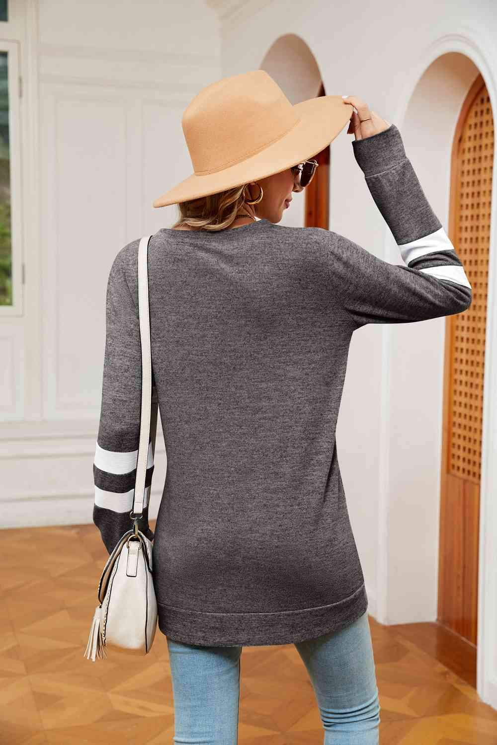 Round Neck Long Sleeve Top Women's T-Shirts - Tophatter Daily Deals