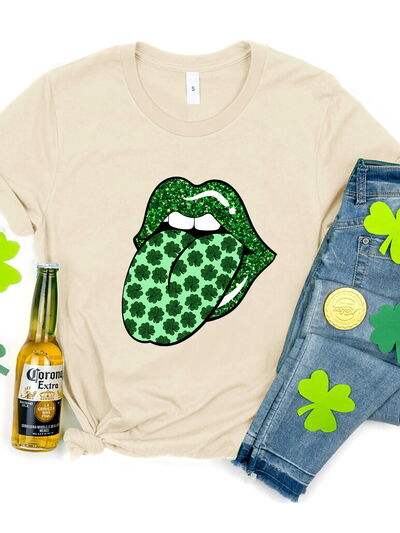 Saint Patrick's Day Round Neck T-Shirt Pastel Yellow Women's T-Shirts - Tophatter Daily Deals