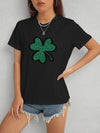 Lucky Clover Round Neck T-Shirt Women's T-Shirts - Tophatter Daily Deals