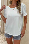 Round Neck Ruffled Short Sleeve Blouse Blouses - Tophatter Daily Deals