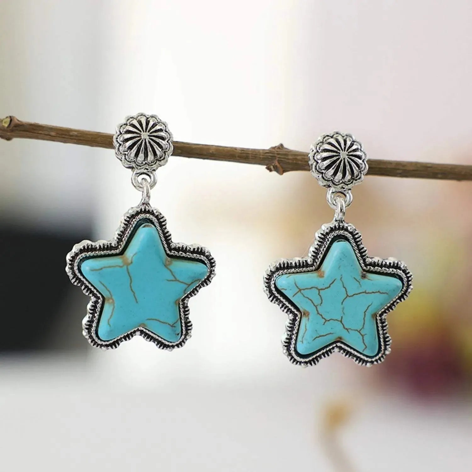 Artificial Turquoise Alloy Star Earrings Earrings - Tophatter Daily Deals