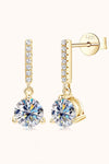 2 Carat Moissanite 925 Sterling Silver Drop Earrings Gold One Size Moissanite - Tophatter Daily Deals