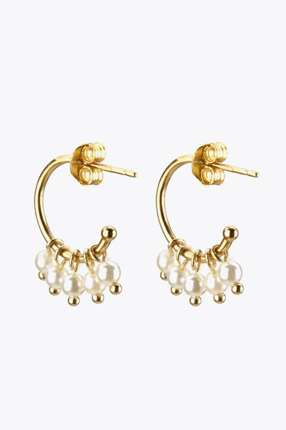 Pearl 925 Sterling Silver C-Hoop Earrings Earrings - Tophatter Daily Deals