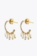 Pearl 925 Sterling Silver C-Hoop Earrings Earrings - Tophatter Daily Deals