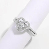 2 Piece Heart Shape Zircon 925 Sterling Silver Ring Rings - Tophatter Daily Deals