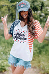 Stars and Stripes V-Neck Tee Shirt White Women's T-Shirts - Tophatter Daily Deals