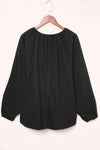 Notched Neck Balloon Sleeve Blouse Blouses - Tophatter Daily Deals