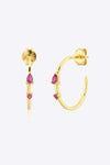Zircon 925 Sterling Silver C-Hoop Earrings Deep Rose One Size Earrings - Tophatter Daily Deals