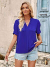 V-Neck Short Sleeve Blouse Blouses - Tophatter Daily Deals