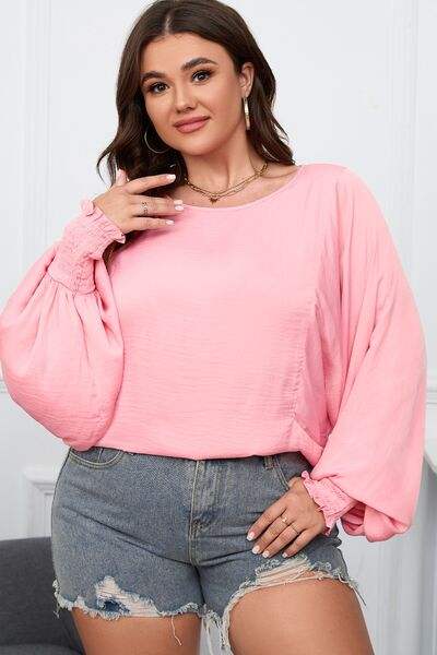 Plus Size Lantern Sleeve Dropped Shoulder Blouse Blouses - Tophatter Daily Deals