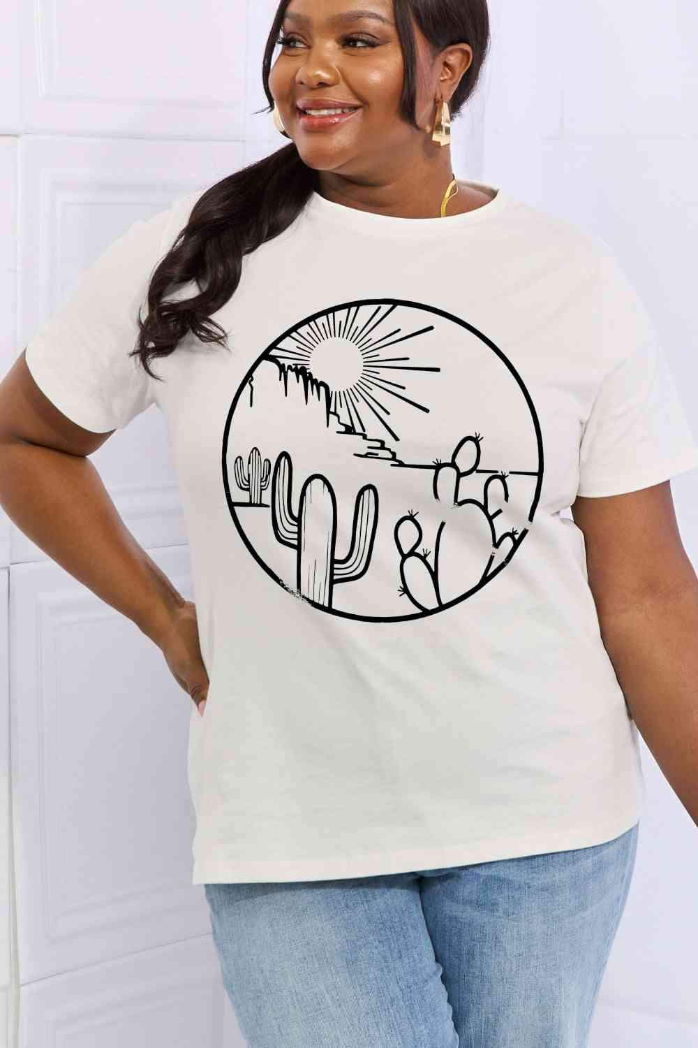 Simply Love Full Size Desert Graphic Cotton Tee Women's T-Shirts - Tophatter Daily Deals