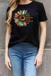 Simply Love Full Size Flower Slogan Graphic Cotton Tee Women's T-Shirts - Tophatter Daily Deals