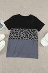 Leopard Print Color Block Short Sleeve T-Shirt Women's T-Shirts - Tophatter Daily Deals