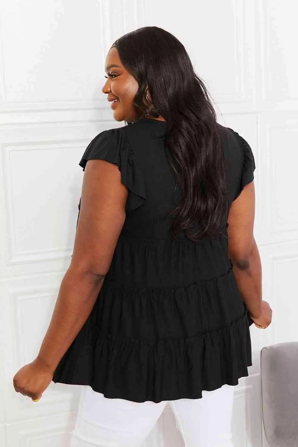 Zenana Full Size Kissing in Kansas City Tiered Top Blouses - Tophatter Daily Deals