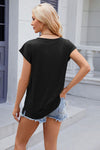 Pocketed Heathered Cap Sleeve T-Shirt Women's T-Shirts - Tophatter Daily Deals