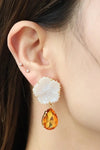 Contrast Teardrop Drop Earrings White One Size Earrings - Tophatter Daily Deals