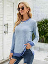 Round Neck Long Sleeve Blouse Blouses - Tophatter Daily Deals