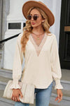 V-Neck Flounce Sleeve T-Shirt Ivory Women's T-Shirts - Tophatter Daily Deals