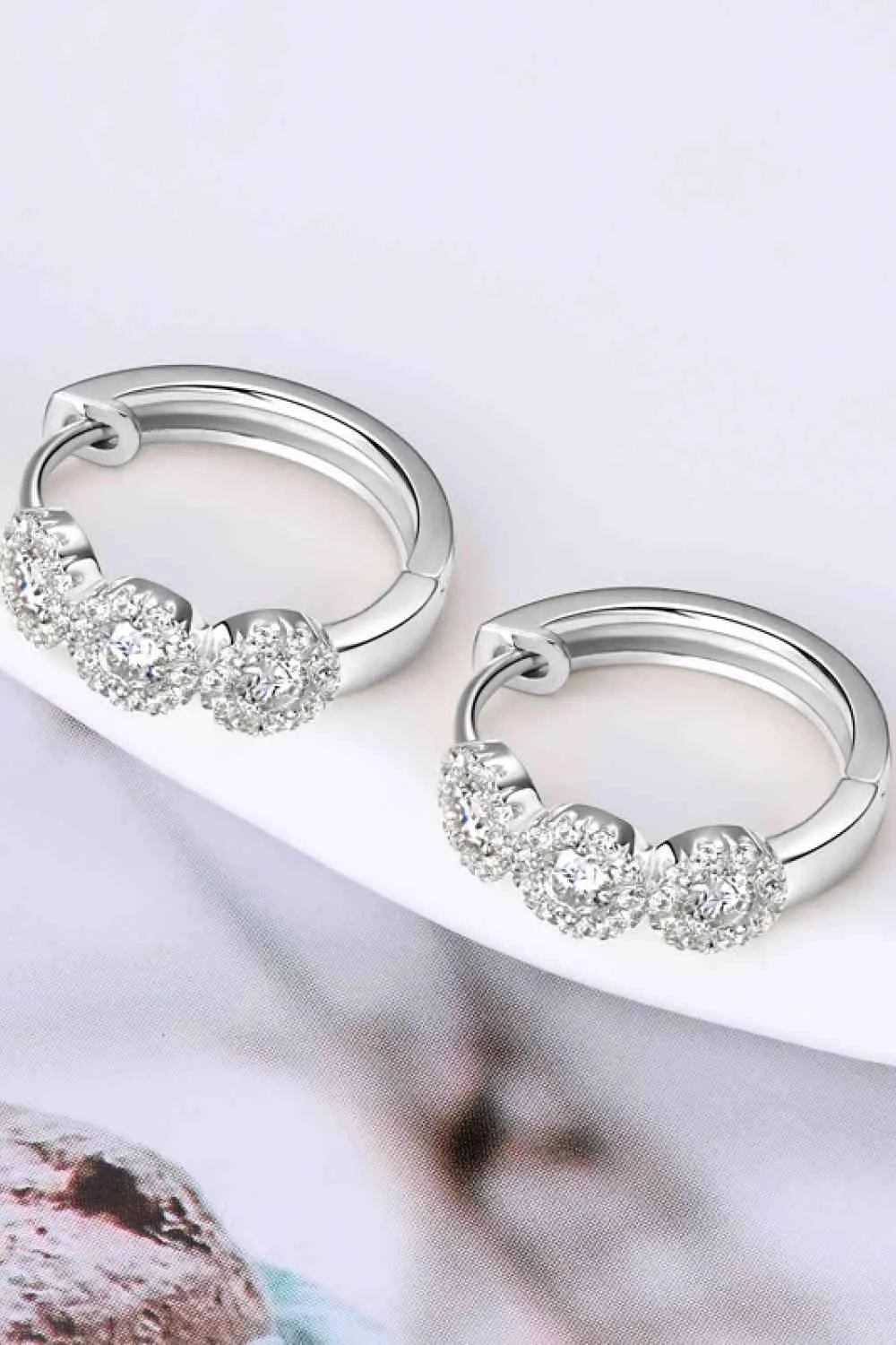 Moissanite 925 Sterling Silver Huggie Earrings Moissanite - Tophatter Daily Deals