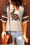 Leopard Bunny Graphic Layered Sleeve T-Shirt Beige Women's T-Shirts - Tophatter Daily Deals